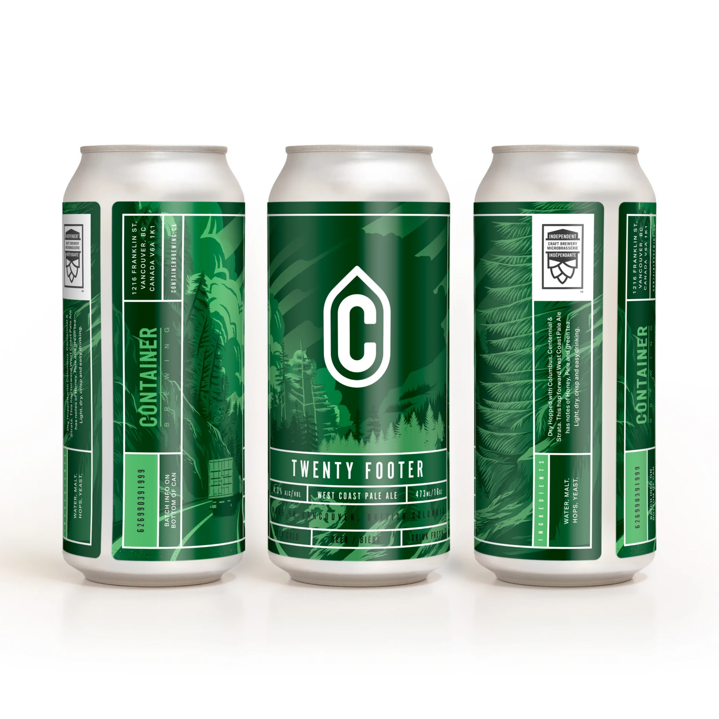 CONTAINER BREWING TWENTY FOOTER PALE ALE 1892ML